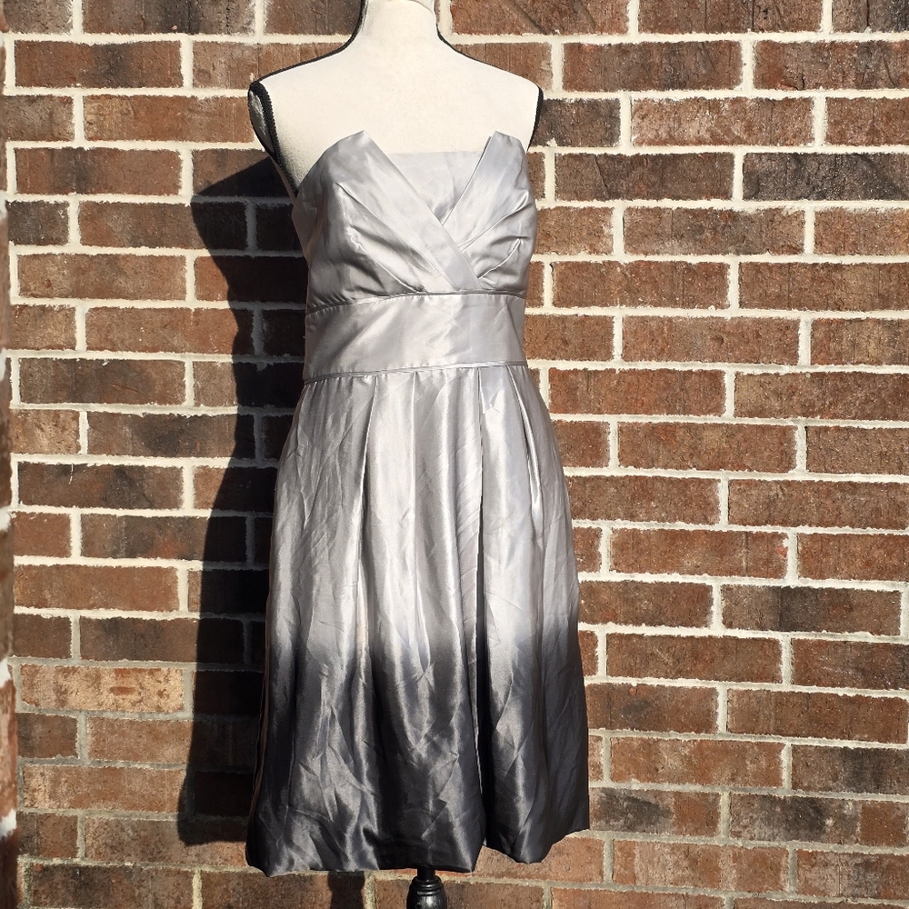 White House Black Market Strapless Ombre Gray Dress